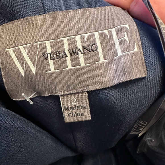 COPY - VERA WANG 'White' Bridesmaid Prom V-Wire Crepe Mermaid Dress midnightblu… - Picture 15 of 17